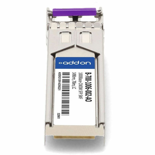 AddOn Ciena B-700-1006-002 Compatible TAA Compliant 1000Base-CWDM SFP Transceiver (SMF, 1490nm, 70km, LC) - For Optical Network, Data (B-700-1006-002-AO)