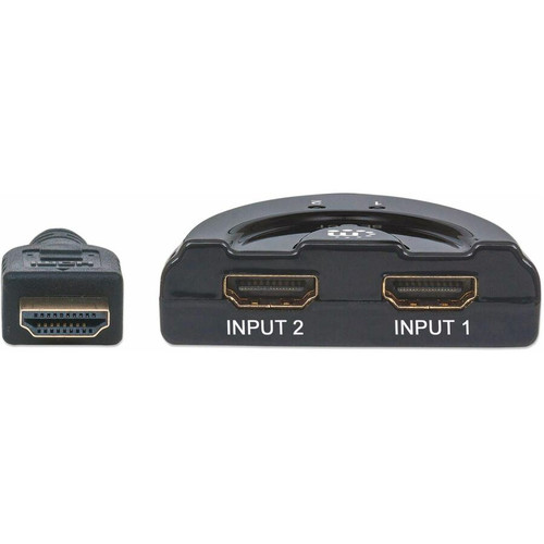 Manhattan 207416 2-Port HDMI Switch with Integrated Cable - HDMI 1. 3 - 4K 3840 x 2160 - 1080p Support