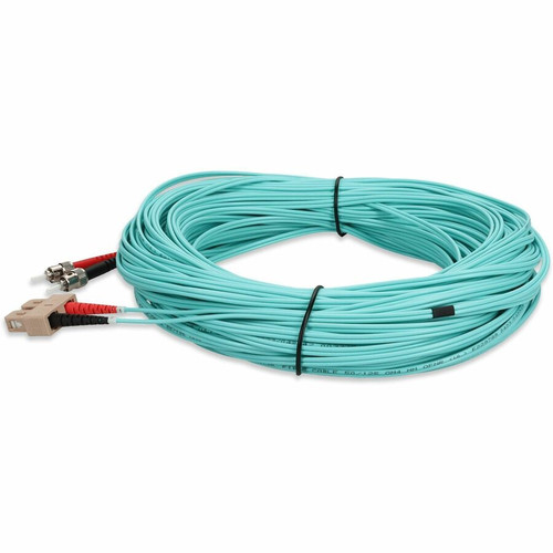 AddOn 25m ST to SC Aqua OM3 Duplex OFNR (Riser-Rated) Fiber Patch Cable - 82 ft (25 m) Fiber Optic Network Cable for Router, Network - (ADD-ST-SC-25M5OM3)