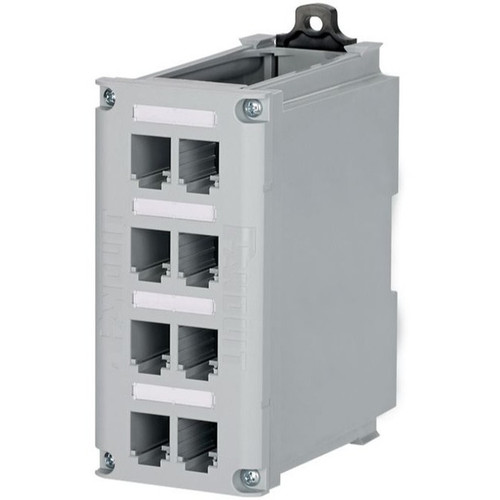 IndustrialNet DIN Rail Mount Patch Panel - 8 Port(s) - 8 x RJ-45 - Rock Gray - DIN Rail Mountable (Fleet Network)