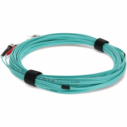 AddOn 4m ST to ST Aqua OM3 Duplex OFNR (Riser-Rated) Fiber Patch Cable - 13.1 ft (4 m) Fiber Optic Network Cable for Patch Panel, Hub, (ADD-ST-ST-4M5OM3)
