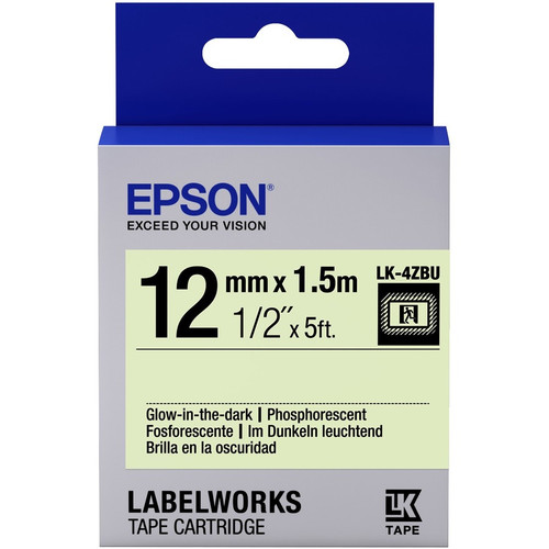 Epson LabelWorks Glow-In-the-Dark LK Tape Cartridge ~1/2" Black Glow-in-the-Dark - 1/2" (12.70 mm) Width - Thermal Transfer - Black (Fleet Network)