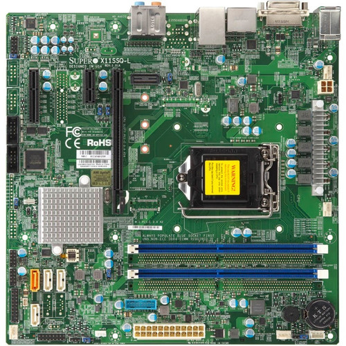 Supermicro X11SSQ-L Desktop Motherboard - Intel H110 Chipset - Socket H4 LGA-1151 - Micro ATX - Core i7 Processor Supported - 32 GB - (Fleet Network)