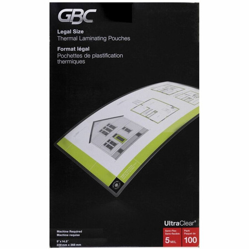 GBC UltraClear Laminating Pouch - Sheet Size Supported: Legal - Laminating Pouch/Sheet Size: 9" (228.60 mm) Width x 14.50" (368.30 mm) (Fleet Network)