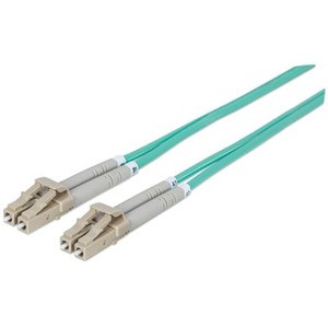 Intellinet Fiber Optic Patch Cable, OM3, LC/LC, 5m, Aqua, Duplex, Multimode, 50/125 &micro;m, LSZH, Fibre, Lifetime Warranty, Polybag (Fleet Network)