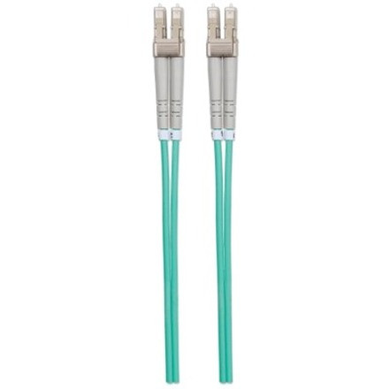 Intellinet Fiber Optic Patch Cable, OM3, LC/LC, 5m, Aqua, Duplex, Multimode, 50/125 &micro;m, LSZH, Fibre, Lifetime Warranty, Polybag (750080)