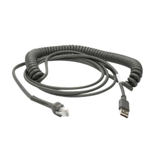 Zebra Coiled Cable - USB - 15 ft - USB - Black (Fleet Network)