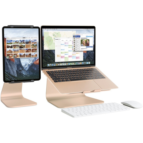 Rain Design 10071 mStand Laptop Stand - Gold - Aluminum Desktop Stand with Ergonomic Tilt - Cable Management - Ventilation