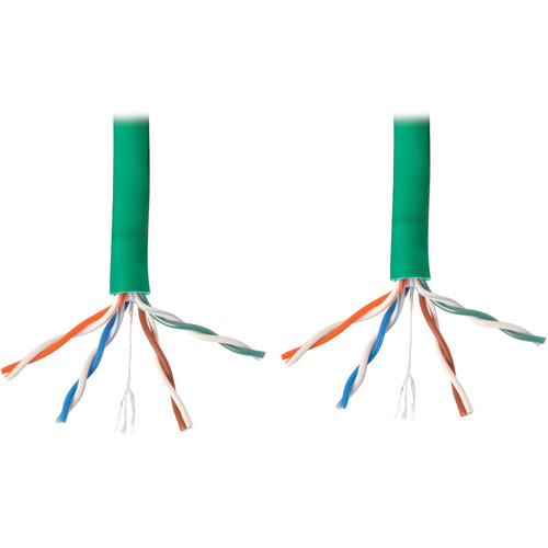 Tripp Lite series Cat6 Gigabit Bulk Solid-Core Plenum-Rated PVC Cable, Green, 1000 ft - 1000 ft (304.80 m) Category 6 Network Cable - (N224-01K-GN)