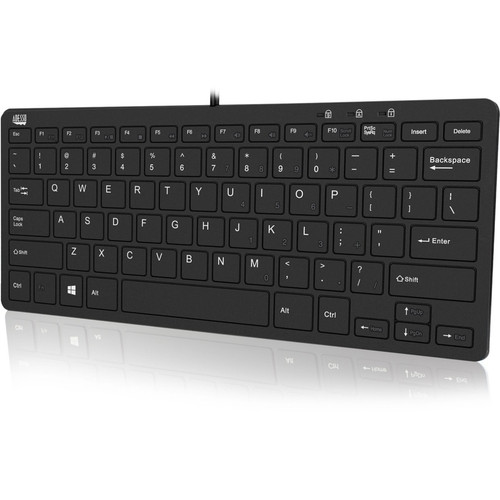 Adesso SlimTouch 510 - Mini Keyboard with USB Hubs - Cable Connectivity - USB Interface - 78 Key - English, French - Scissors - Black (Fleet Network)