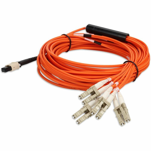 AddOn 1m MPO/UPC to 4xLC/UPC Duplex Orange OM1 OFNR (Riser-Rated) 8-Strand MMF Fiber Fanout Cable - 3.3 ft (1 m) Fiber Optic Network - (Fleet Network)