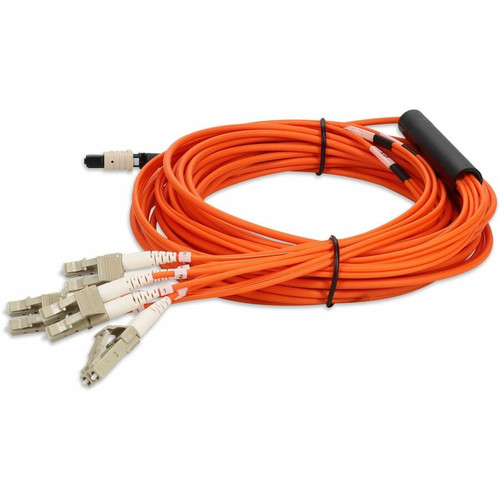 AddOn 1m MPO/UPC to 4xLC/UPC Duplex Orange OM1 OFNR (Riser-Rated) 8-Strand MMF Fiber Fanout Cable - 3.3 ft (1 m) Fiber Optic Network - (ADD-MPO-4LC1M6MMF)