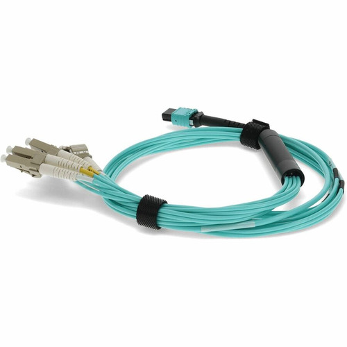 AddOn 6m MPO/UPC to 4xLC/UPC Duplex Aqua OM3 OFNR (Riser-Rated) 8-Strand Fiber Fanout Cable - 19.7 ft (6 m) Fiber Optic Network Cable (ADD-MPO-4LC6M5OM3)