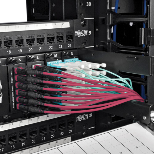 Tripp Lite series N845-10M-12-MG MTP/MPO Multimode Patch Cable, Magenta, 10 m - 32.8 ft (10 m) Fiber Optic Network Cable for Network - (N845-10M-12-MG)