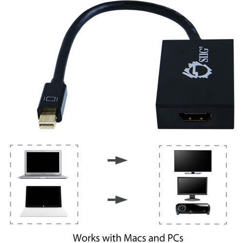 SIIG Mini DisplayPort 1.2 To HDMI Active Adapter 5.9 Inch Converter For 4K Compatible Displays CB DP1N11 Audio/Video HDMI/Mini Cable CB-DP1N11-S1