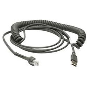 Zebra Cable - USB: Series A Connector, 9ft. (2.8m) Coiled - 9 ft (2.74 m) USB Data Transfer Cable - First End: 1 x 4-pin USB Type A - (Fleet Network)
