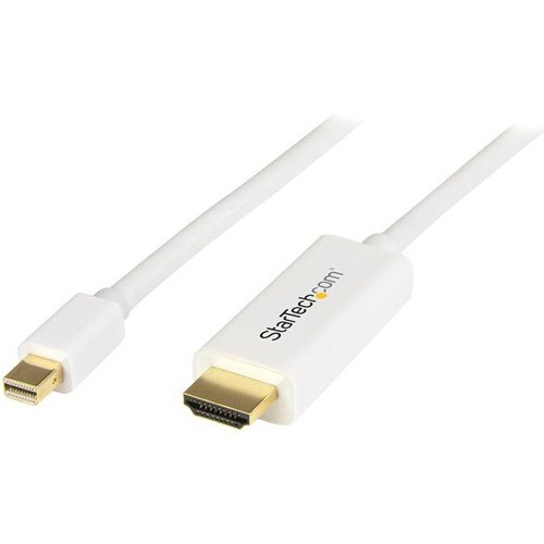 StarTech.com Mini DisplayPort to HDMI Converter Cable - 6 ft (2m) - 4K - White - 6.6 ft DisplayPort/HDMI A/V Cable for PC, MacBook, - (Fleet Network)