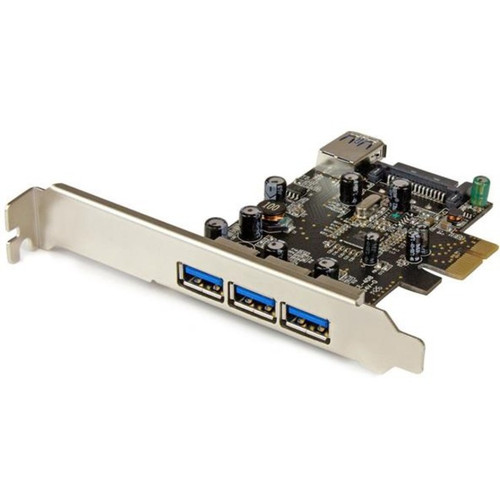 StarTech.com 4 Port PCI Express USB 3.0 Card - 3 External and 1 Internal - PCI Express 2.0 x1 - Plug-in Card - 4 USB Port(s) - 4 USB - (Fleet Network)