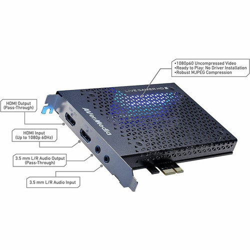 AVerMedia Live Gamer HD 2 - Functions: Video Game Capturing, Video Game Recording, Video Streaming - PCI Express 2.0 x1 - 1920 x 1080 (GC570)