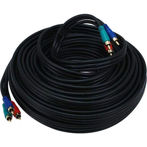 Monoprice 50ft 22AWG 3-RCA Component Video Coaxial Cable (RG-59/U) - Black - 50 ft Component Video Cable for Video Device, DVD Player, (Fleet Network)
