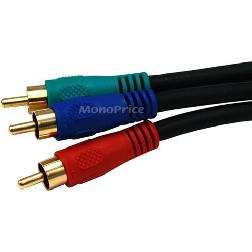 Monoprice 50ft 22AWG 3-RCA Component Video Coaxial Cable (RG-59/U) - Black - 50 ft Component Video Cable for Video Device, DVD Player, (2179)
