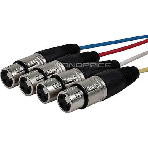 Monoprice 10ft 4-Channel XLR Male to XLR Female Snake Cable - 10 ft XLR Audio Cable for Audio Device - First End: 1 x XLR Audio - Male (8765)