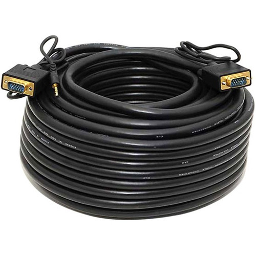 Monoprice 100ft Super VGA HD15 M/M Cable w/ Stereo Audio and Triple Shielding - 100 ft, 1.8 ft Mini-phone/VGA A/V Cable for Monitor, - (Fleet Network)