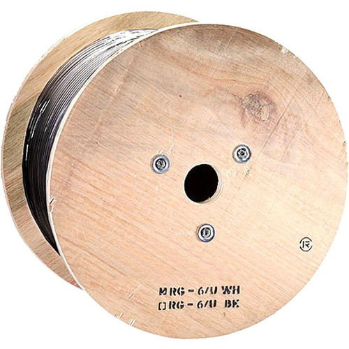 Monoprice 1000ft RG6 (18AWG), Quad Shield, CL2 Bulk Cable - Black - 1000 ft Coaxial Antenna Cable for Antenna, TV - First End: Bare - (Fleet Network)
