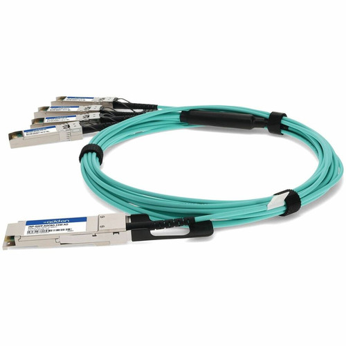 AddOn JNP-QSFP-AOCBO-15M-AO 40GBase-AOC QSFP+ to 4xSFP+ Active Optical Cable - 15m (49. 2 ft) 850nm MMF TAA Compliant