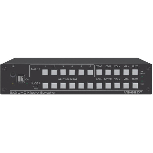 Kramer 6x2 4K60 4:2:0 HDMI/HDBaseT Long-Reach PoE Matrix Switcher - 4K UHD, WUXGA - Twisted Pair - 6 x 2 - Display - 1 x HDMI Out (Fleet Network)