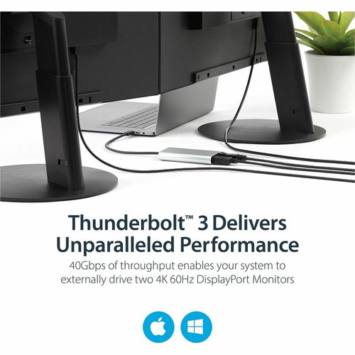 StarTech.com Thunderbolt 3 To Dual DisplayPort Adapter For 4K Monitor Setups With Performance Certified Video TB32DP2T