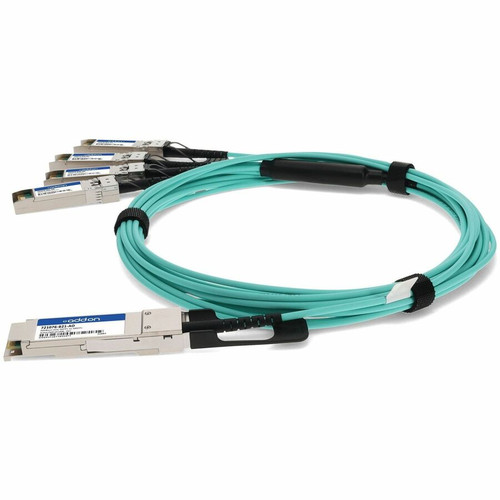 AddOn 721076-B21-AO Compatible TAA 40GBase-AOC QSFP+ to 4xSFP+ Active Optical Cable - 850nm MMF 15m (49. 2 ft)