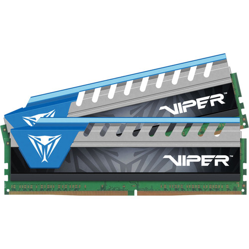 Patriot Memory Viper Elite Series DDR4 32GB (2 x 16GB) 2666MHz Kit (Black/Blue) - 32 GB (2 x 16GB) - DDR4-2666/PC4-21300 DDR4 SDRAM - (PVE432G266C6KBL)