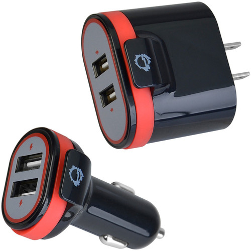SIIG AC-PW1A12-S1 Fast Charging USB Wall & Car Charger Bundle - Black - 3. 4A Output - 5V DC - Universal Input