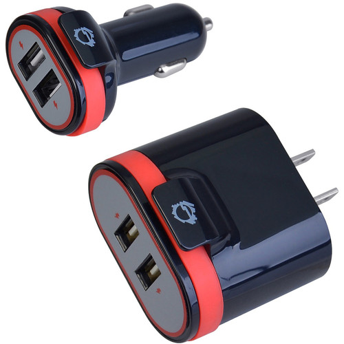 SIIG AC-PW1A12-S1 Fast Charging USB Wall & Car Charger Bundle - Black - 3. 4A Output - 5V DC - Universal Input