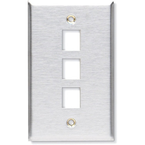 Black Box Keystone Wallplate - Stainless Steel, Single-Gang, 3-Port - 3 x Total Number of Socket(s) - 1-gang - Stainless Steel - 1 (Fleet Network)