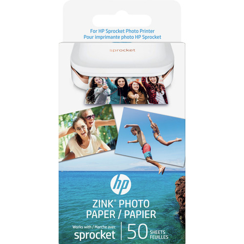 HP Sprocket Photo Paper-50 sticky-Backed Sheets/2 x 3 in - 2" (50.80 mm) x 3" (76.20 mm) - 290 g/m² Grammage - Glossy - White - / (1DE39A)