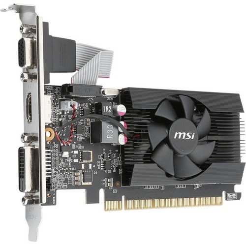 MSI NVIDIA GeForce GT 710 Graphic Card - 2 GB DDR3 SDRAM - Low-profile - 954 MHz Core - 64 bit Bus Width - PCI Express 2.0 x16 - HDMI (Fleet Network)