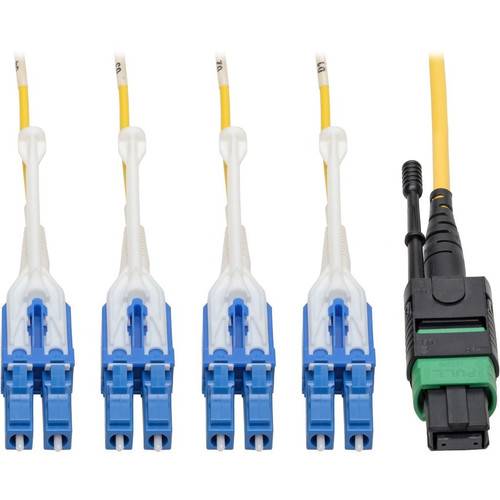 Tripp Lite series N390-05M-8LC-AP MTP/MPO to 8xLC Singlemode Breakout Patch Cable, Yellow, 5 m - 16.4 ft (5 m) Fiber Optic Network for (Fleet Network)