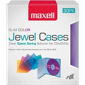 Maxell Jewel Cases Slim Line - Color (30 Pack) - Jewel Case - Assorted (Fleet Network)