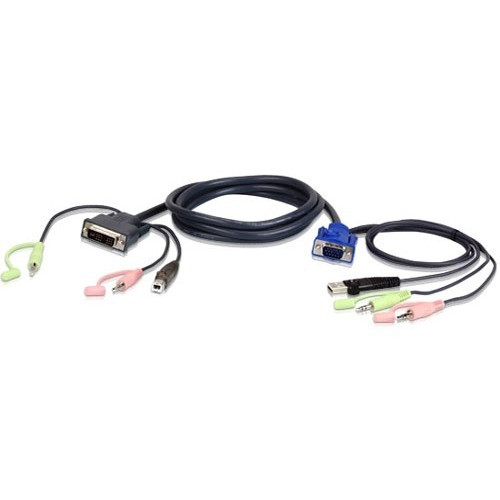 ATEN KVM Cable - 10 ft KVM Cable for KVM Switch - First End: 15-pin HD-15, USB - Second End: DVI-A Analog Video (Fleet Network)
