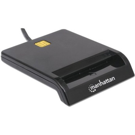 Manhattan 102049 USB-A Contact Smart Card Reader - 12 Mbps - Friction Type - External - Windows/Mac - 105cm Cable - Black - 3-Year Warranty