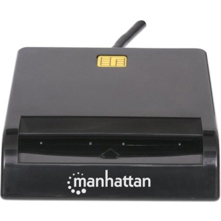 Manhattan 102049 USB-A Contact Smart Card Reader - 12 Mbps - Friction Type - External - Windows/Mac - 105cm Cable - Black - 3-Year Warranty