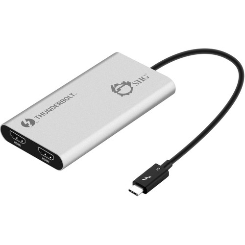 SIIG Thunderbolt V3 to Dual HDMI Adapter - HDMI 2.0 - 11.8" (299.97 mm) HDMI/USB A/V Cable for MacBook Pro, PC, MAC - First End: 1 x C (Fleet Network)