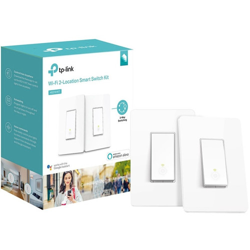 Kasa Smart Wi-Fi Light Switch, 3-Way Kit - Button Switch - Light Control - Google Assistant, Alexa, Cortana Supported - 120 V AC - (Fleet Network)