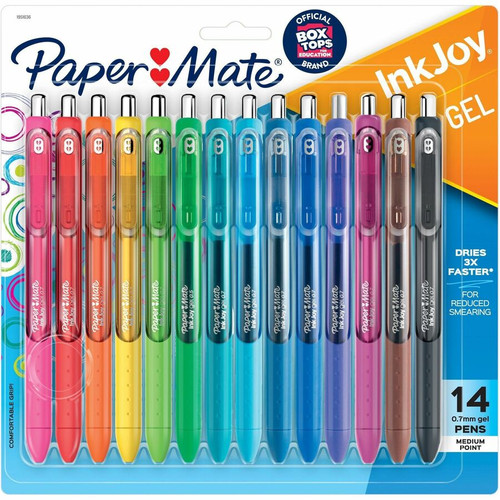 Paper Mate InkJoy Gel Retractable Pen - Medium Pen Point - Retractable - Assorted Ink - Gel-based - Assorted Barrel - 14 / Pack (Fleet Network)