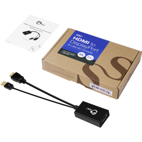 SIIG HDMI To DisplayPort 4K Ultra HD Converter Cable For Notebooks And Monitors DisplayPort/HDMI/USB Audio/Video Notebook Monitor A/V CE-H22W11-S1