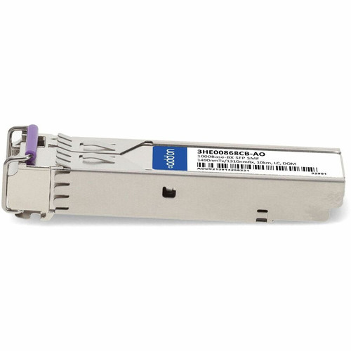 AddOn 3HE00868CB-AO Compatible TAA 1000Base-BX SFP Transceiver - SMF - 1490nmTx/1310nmRx - 10km - LC - DOM - 40 to 85C