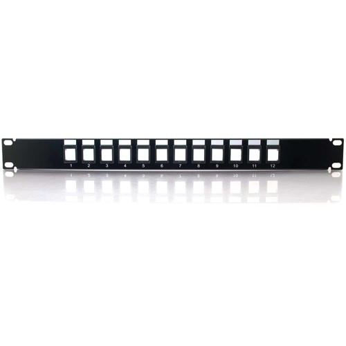 C2G 12 port Blank Keystone/Multimedia Patch Panel - 12 - 12 Port(s) - 12 x RJ-11 - 1U High - Black - 19" Wide (03857)