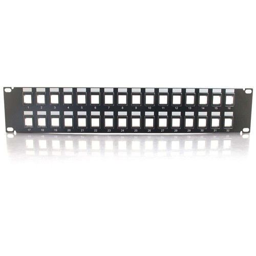 C2G 32 port Blank Keystone/Multimedia Patch Panel - 32 - 32 Port(s) - 32 x RJ-11 - 2U High - Black - 19" Wide (03860)
